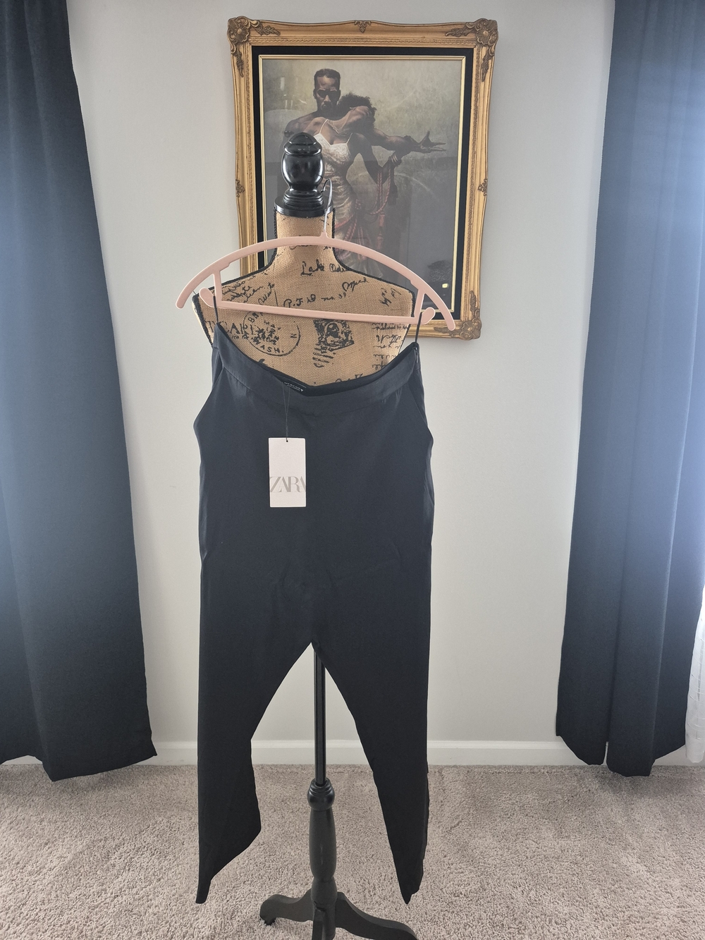 Zara Black Satin Tapered Leg Pants